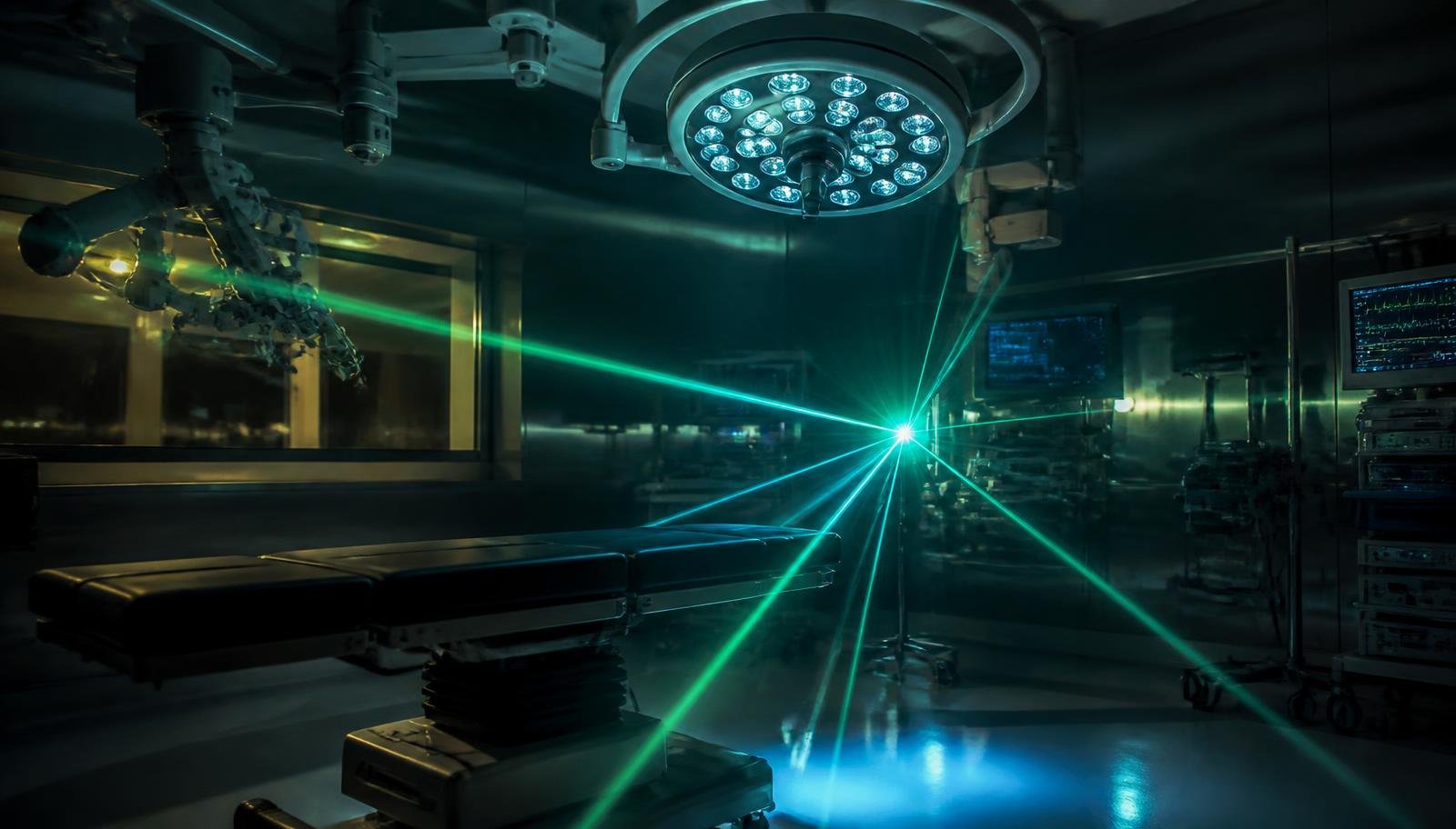 Representação de feixes de laser de precisão em ambiente cirúrgico